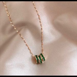 Stainless Steel Green Stone Necklace